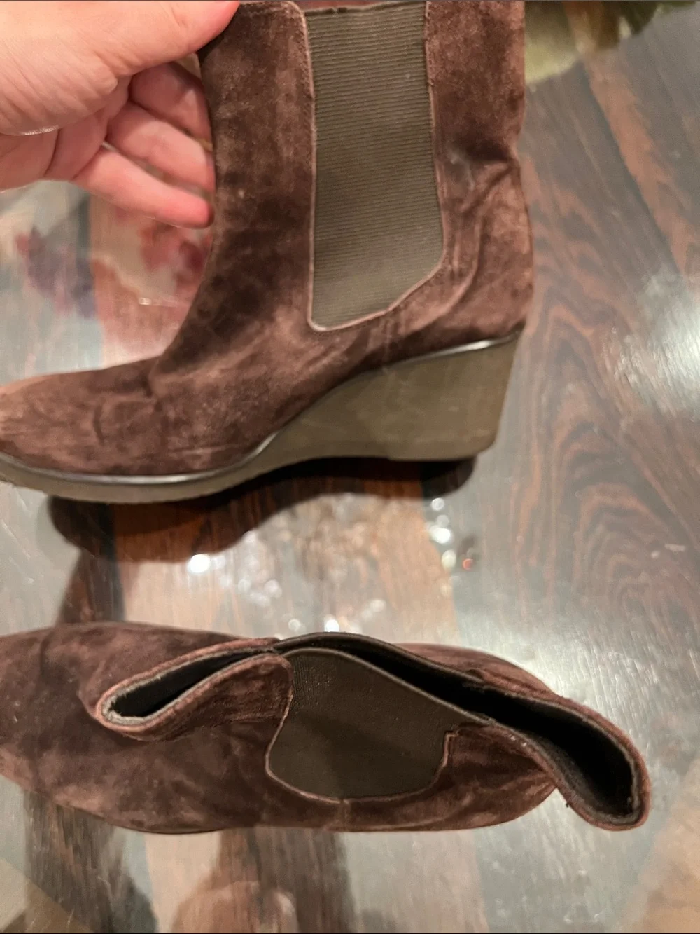 Andre Assous Dark Brown Suede Chelsea Ankle Boots